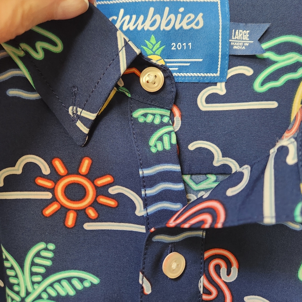 Chubbies Men's Navy Neon Print  Pullover, Size L,  NWOT - Picture 6 of 9